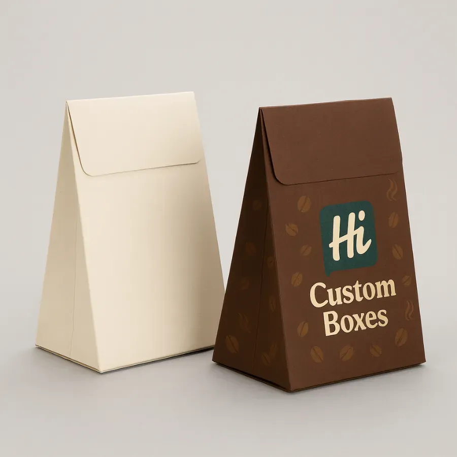 Custom coffee bags or pouches- premium brown and cream paperboard packaging